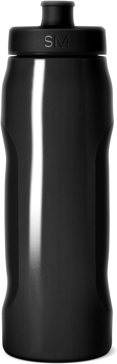 Simple Modern Rally Squeeze Plastic Water Bottle | 30oz Locking Leakproof Cup for Gym, Sports, Electrolytes, Travel | Midnight Black