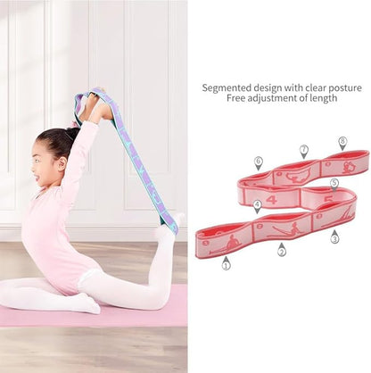 2 PCS Kids Stretching Strap - 8-Loop Adjustable Stretch Bands for Dance, Ballet, Yoga, Gymnastics Workout, Children‘s Fitness Equipment, Stretching Resistance Bands and Home Flexibility Training