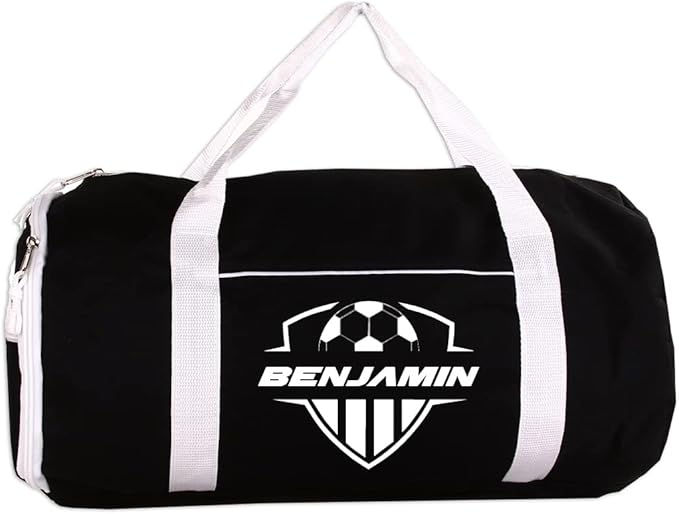 Personalized Sport/Gym Roll Duffel Bag - Soccer Black 18"