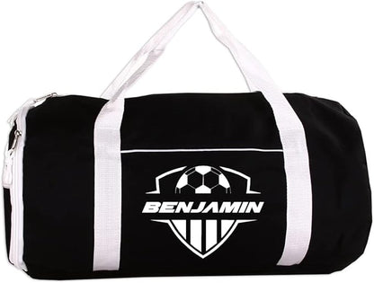 Personalized Sport/Gym Roll Duffel Bag - Soccer Black 18"