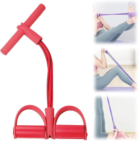 21 Fitness Resistance Bands-4 Tube Pedal Ankle Puller,2025 New Adjustable Resistance Bands for Leg Exercise,Durable Pedal Puller for Sit Up Workouts,Portable Stretching Bands for Home Gym Use