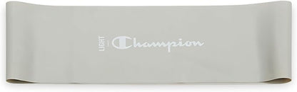 Champion Loop Resistance Bands (3-Pack, Grey/Red/Blue), Light/Medium/Heavy, Odor-Free, 4" Rubber + Latex Exercise Bands, for Strength Training and Physical Therapy, Includes Exercise Guide