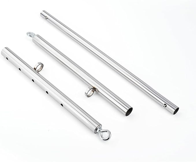 Spreader Bar Heavy Duty Stainless Steel Expandable Silver Bar Home Gym with 4pcs PU Purple Adjustable Strap,Sports Aid Training Fitness Gear Pilates Aid Kit,Yoga Set