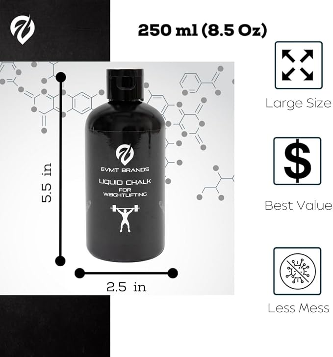 Liquid Chalk, Mess Free Gym Chalk for Weightlifting, Gymnastics, Rock Climbing, Dancing. Sweat Resistant and Long Lasting for Stronger Grip. Package May Vary.