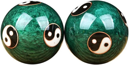 JapanBargain 3298, Chinese Baoding Balls Hand Exercise Therapy Balls Stress Reliefe Balls, Taichi Pattern, Green Color