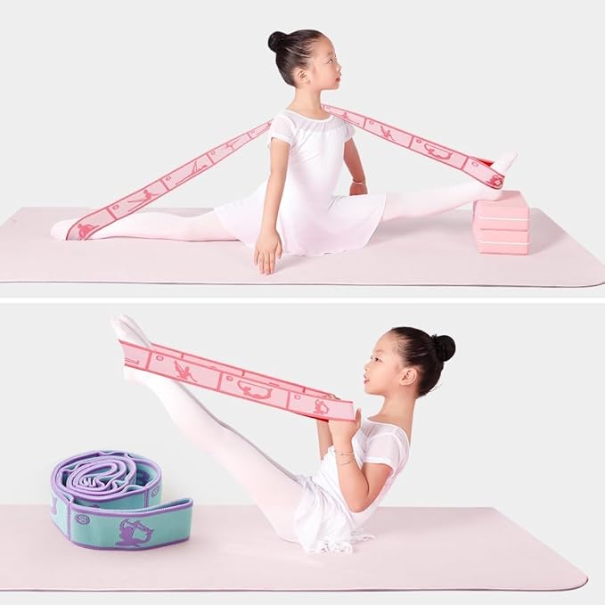 2 PCS Kids Stretching Strap - 8-Loop Adjustable Stretch Bands for Dance, Ballet, Yoga, Gymnastics Workout, Children‘s Fitness Equipment, Stretching Resistance Bands and Home Flexibility Training