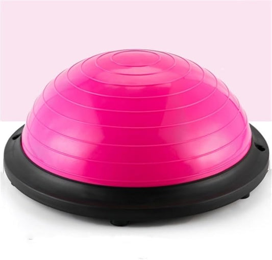 Thickened Half Ball Balance Trainer, Foot Pedal Stability Ball for Home Gym, Yoga Pilates Equipment, Exercise Ball with Base for Core Strength, Flexibility and Balance Training(Pink)