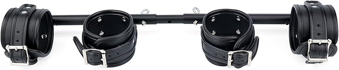 Heavy Duty Stainless Steel Expandable Spreader Bar with 4pcs PU Black--Pink Skull Pattern Detachable Adjustable Straps,Workout Bar for Home Indoor Gym Training Kit