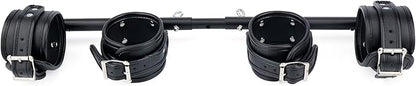 Heavy Duty Stainless Steel Expandable Spreader Bar with 4pcs PU Black--Pink Skull Pattern Detachable Adjustable Straps,Workout Bar for Home Indoor Gym Training Kit