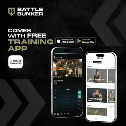 Battle Bunker Premium Resistance Bands - Natural Exercise Bands for Strength Training, Pull-Ups & Recovery - Fitness Band for Home, Gym & Mobility Workouts- Crush Your Goals Anytime- 3-Pack- 10-125lbs