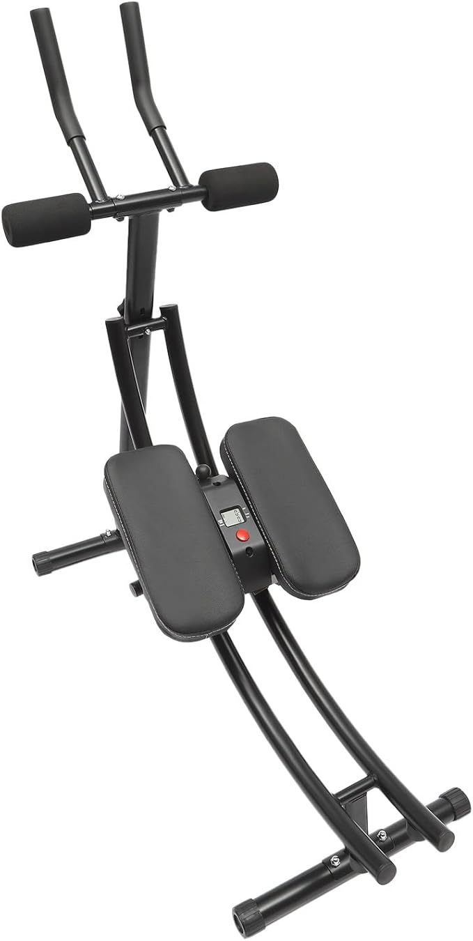 Ab Workout Equipment Coaster Abdominal Crunch Trainer with Intelligent Display, Core Strength Training Equipment for Home Fitness, Foldable Core Trainer for Abdominal, Black