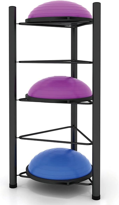 Balance Ball Half Rack 3/5/6/7 Tiers, Iron Half Exercise Balls Holder for Yoga Ball, Home Gym Studios Standing Balls Balance Trainer Shelf