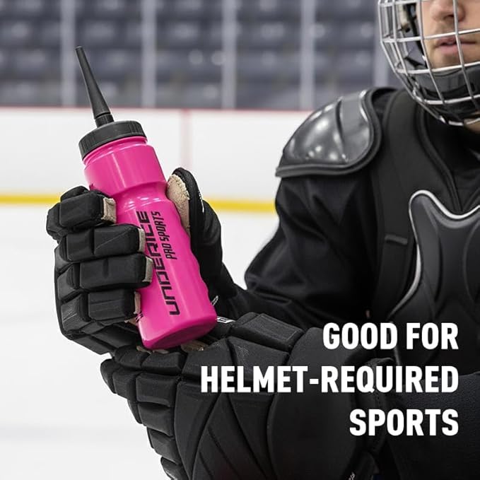 UICE Hockey Water Bottle 25.3oz 2 Pack - Leakproof Sport Water Bottles with Short/Long Nozzle Lids for Hockey/Lacrosse/Baseball/Softball/Football/Fitness,Yellow