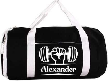 Personalized Sport/Gym Roll Duffel Bag - Fitness & Weight Training Black 18"