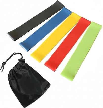 Resistance Bands for Working Out, 5-Pack Elastic Exercise Bands for Strength Training, Stretching, Workout; Home Gym Equipment for Women Men, Pilates Yoga Physical Therapy, Leg Glute Arm Exercise Kit