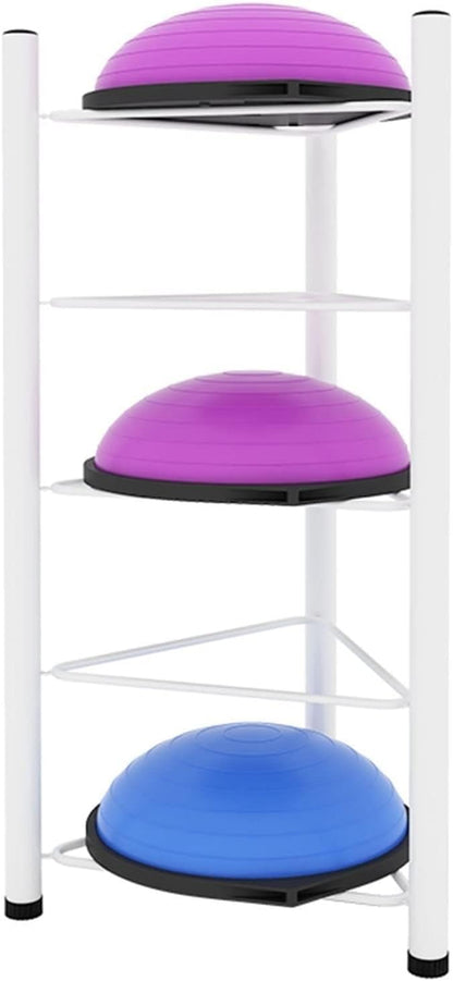 3/5/6/7 Tier Floor Stand Storage Organizer Exercise Half Balance Ball Storage Rack, Home Gym Workout Equipment for Bosu Slam Bowling Medicine Balls(White,5 Layer - 51jin)