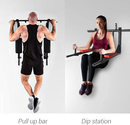 PLKO Wall Mount Pull Up Bar and Multi-Function Squat Press Barbell Rack Stand set，Wall Mounted Body Press Pull Up Bar Gym Chin-Up for Upper Body Workout,Fitness Exercise Equipment Home Gym