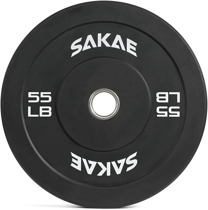 SAKAE Olympic Rubber Bumper Plates, 2-Inch Weight Plate Set with Steel Hub, Ideal for Weightlifting, CrossFit, Strength Training & Home Gym Workout, Available in Single, Pair & Sets, Multiple Sizes