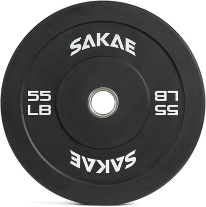 SAKAE Olympic Rubber Bumper Plates, 2-Inch Weight Plate Set with Steel Hub, Ideal for Weightlifting, CrossFit, Strength Training & Home Gym Workout, Available in Single, Pair & Sets, Multiple Sizes
