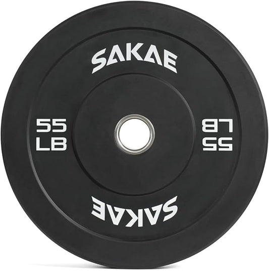 SAKAE Olympic Rubber Bumper Plates, 2-Inch Weight Plate Set with Steel Hub, Ideal for Weightlifting, CrossFit, Strength Training & Home Gym Workout, Available in Single, Pair & Sets, Multiple Sizes