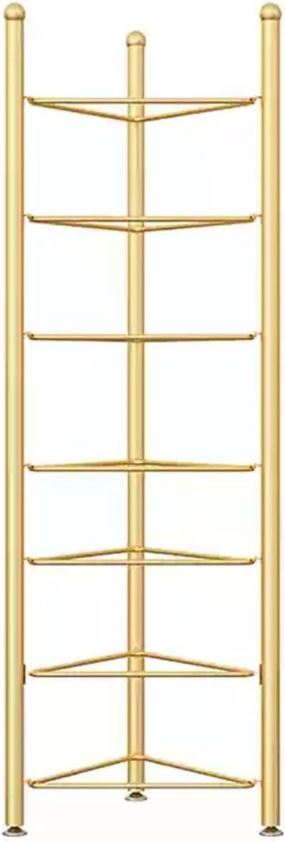 Balance Ball Half Rack 3/5/6/7 Tiers, Iron Half Exercise Balls Holder for Half Ball & Yoga Ball, Home Gym Studios Standing Half Ball Balance Trainer Shelf(Gold,7 Layer - 75in)