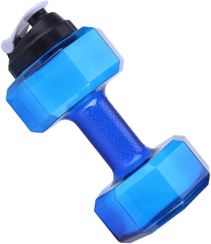 2.2L Dumbbell Shaped Exercise Water Bottle, Large Capacity Fitness Gym Training Bottle with Handle Leakproof Sports Hydration Jug for Running, Cycling, Yoga, Outdoors (Blue)