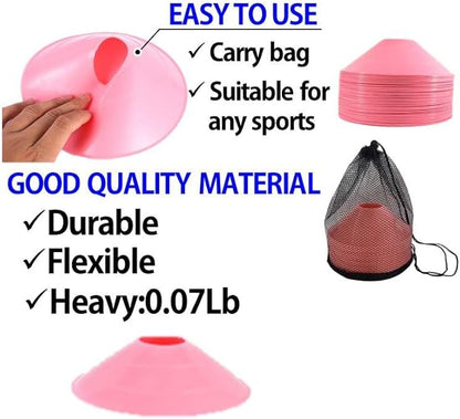 Thicker Disc Cones (Set of 50) Agility Soccer Cones with Carry Bag for Training,Football, Kids, Sports, Field Cone Markers