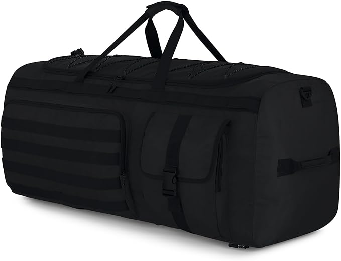 Gonex 90L Large Duffel Bag for Men, Heavy Duty 3 in 1 Convertible Carry Travel Sports Duffle, with Tactical Loops, Shoe Compartment(Black)