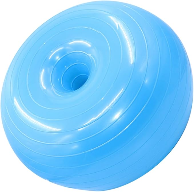 Alasum Donut Yoga Ball Inflatable PVC Durable Half Ball with Air Pump, Thickened Balance Trainer for Home Workout and Pilates (Light Blue)