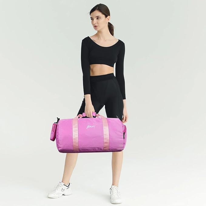BE Smart Gym Bag Sports Duffle Bag for Men Women, Waterproof Gym Bags Weekender Bags with Shoe Compartment, Lightweight Large Overnight Workout Bag, Purple With Tpu Pocket, Casual Fashion