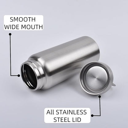 CDJ 16 OZ Uninsulated Single Wall Stainless Steel Water Bottle, Reusable Metal Water Bottle for Sports, Leakproof and Durable, Perfect for Hiking, Gym, Picnics, and Outdoor Activities