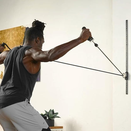 Kinetic Bands Space Saver Gym Resistance Bands Exercise Equipment for at Home Fitness Workout | Resistance Band Wall Anchor with 2 Rails, 2 Rail Cars
