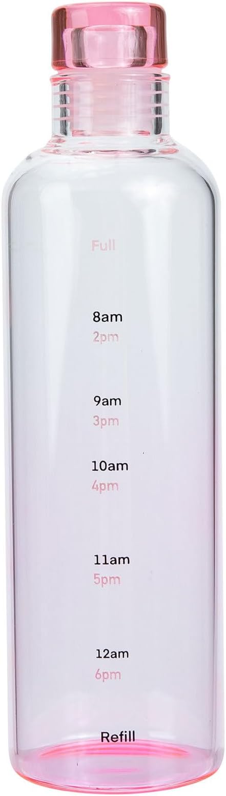 DOITOOL Borosilicate Glass Water Bottle 16.9 oz Portable Clear Sports Bottle with Scale for Running Gym Camping and Outdoor Fitness