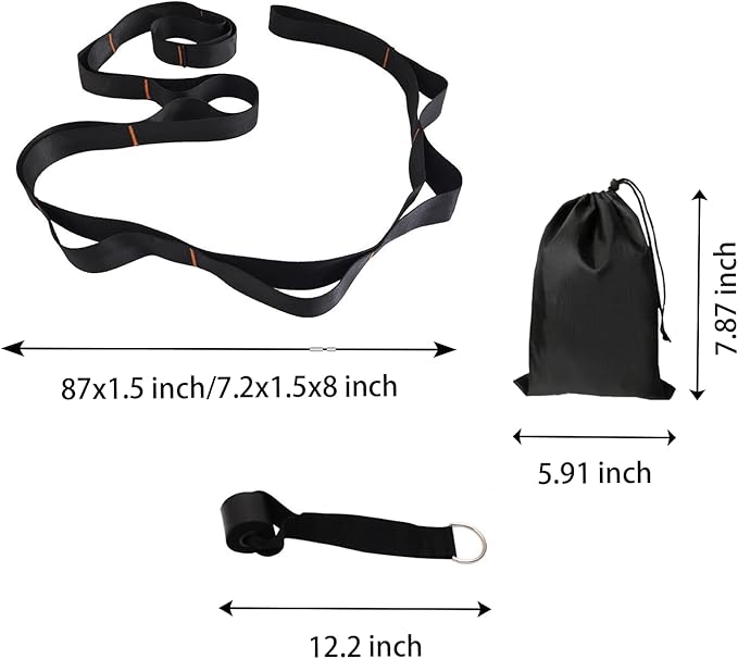 Calf Stretcher Multi Loop Stretch Strap - Physical Therapy Strap for Stretching, Calf Stretch Yoga Belt with Loops, Hamstring Stretcher, Leg Stretch Band, Fascia Stretcher & Arch Support Bands for Feet