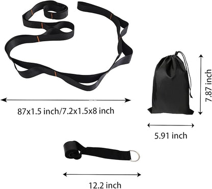 Calf Stretcher Multi Loop Stretch Strap - Physical Therapy Strap for Stretching, Calf Stretch Yoga Belt with Loops, Hamstring Stretcher, Leg Stretch Band, Fascia Stretcher & Arch Support Bands for Feet