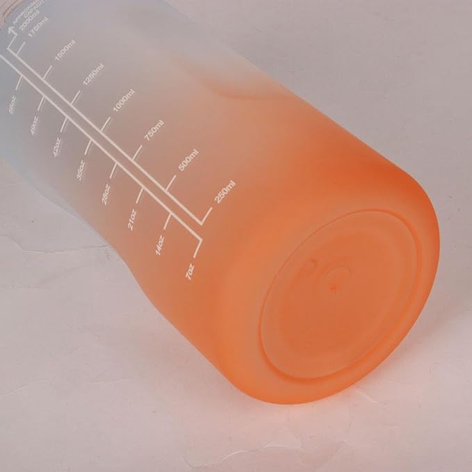 Large Motivational Water Bottle with Straw Time Marker BPA Free for Sport and Fitness (64 Oz/Half Gallon) (blue-orange)