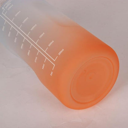 Large Motivational Water Bottle with Straw Time Marker BPA Free for Sport and Fitness (64 Oz/Half Gallon) (blue-orange)