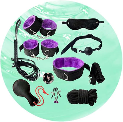 10-Piece Nylon Yoga Endurance Kit, Stylish Stretch Band, Complete Small Tools, Stamina Building, Mutual Training Home Fitness Combo (Purple)+Y15