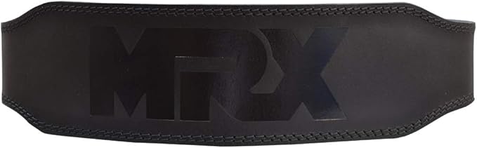 MRX Weight Lifting Belt Genuine Leather - 4 Inches Wide 8mm Thick Padded Lumbar Back Support Double Prong Powerlifting Belts Heavy Duty Deadlifts Workout Squats & Exercise Belt for Men & Women