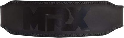 MRX Weight Lifting Belt Genuine Leather - 4 Inches Wide 8mm Thick Padded Lumbar Back Support Double Prong Powerlifting Belts Heavy Duty Deadlifts Workout Squats & Exercise Belt for Men & Women