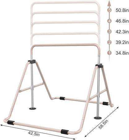 Tepemccu Expandable Gymnastics Bars, Adjustable Height Gymnastic Horizontal Bars, Children Folding Training Bar for Kids