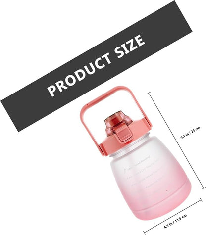 1200ml Sports Water Bottle with Drinking Time Marker Frosted Large Capacity Fitness Water Jug Portable Red for Outdoor Exercise and Gym Use