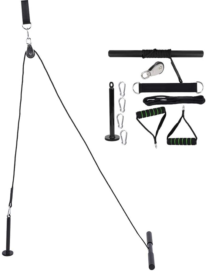 11Pcs DIY Fitness Equipment Accessories Set Strength Power Training Device Kit for Home Gym Pulley System with Adjustable Endurance for Full Body Workout
