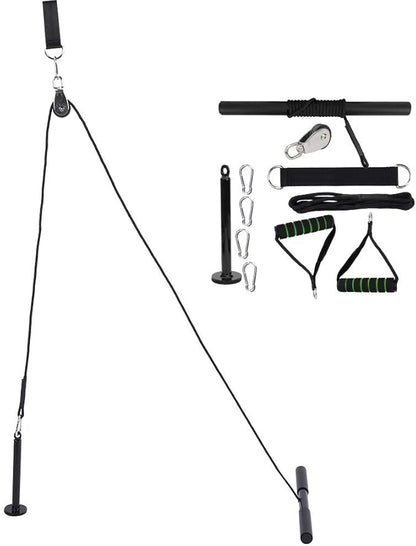 11Pcs DIY Fitness Equipment Accessories Set Strength Power Training Device Kit for Home Gym Pulley System with Adjustable Endurance for Full Body Workout