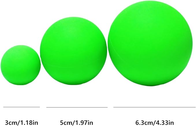 Set of 3 Massage Balls of Different Sizes, Therapy Ball for Muscle Relief and Yoga Relaxation, Massage Ball for Back,Hands and Feet (Green)