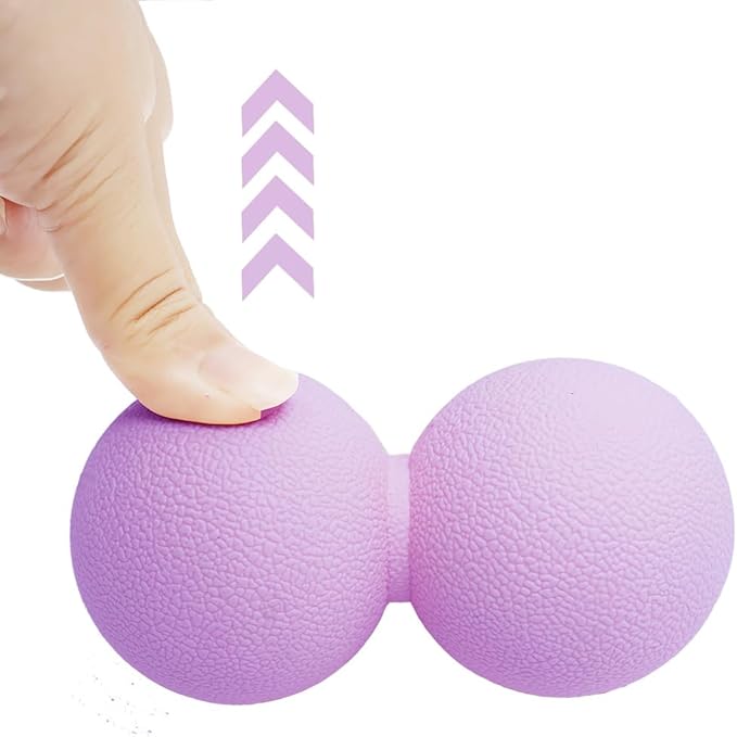 Double Lacrosse & Micro-Elastic Peanut Massage Ball - Myofascial Release Tool for Muscle, Back, Foot, and Physical Therapy, Mobility Roller for Acupressure and Relaxation (Purple)