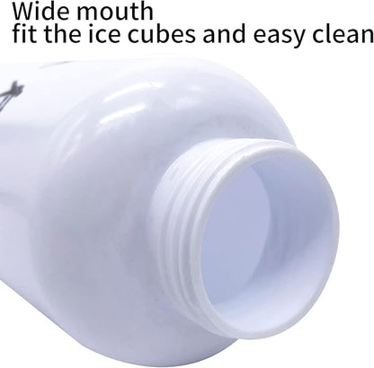 SHOKE Hockey Water Bottle with Long Straw 1 Liter Water Bottles BPA Free Boxing Lacrosse Water Bottle Squeezable for Sports Goalie Boxing Football Golf Gym Baseball Cycling Fitness Yoga 32 Oz-White
