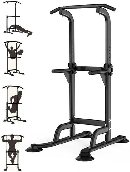 Freestanding Power Tower Pull Up & Dip Station for Home Gym, Adjustable Height Chin Up Bar with 300 Lb Capacity - Multifunctional Strength Training Equipment for Men, Women, Teens