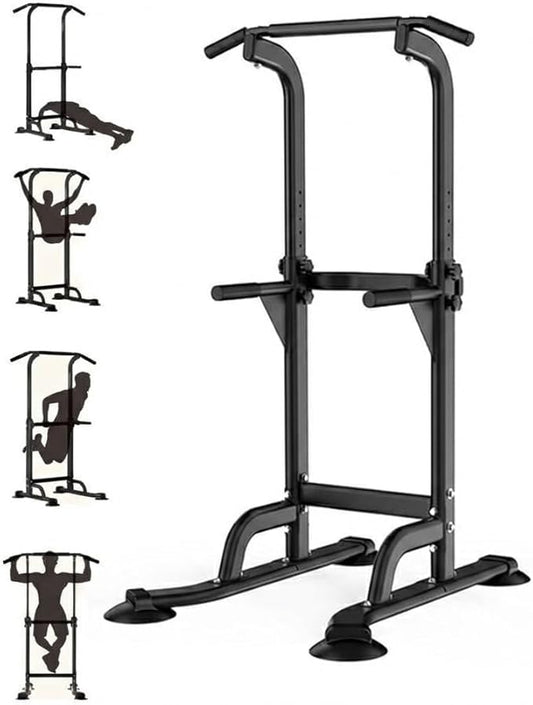 Freestanding Power Tower Pull Up & Dip Station for Home Gym, Adjustable Height Chin Up Bar with 300 Lb Capacity - Multifunctional Strength Training Equipment for Men, Women, Teens