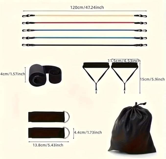 Resistance Bands Set with Handles, 5 Stackable Exercise Bands for Working Out, Home Gym Equipment with Door Anchor, Ankle Straps & Carrying Case for Strength Training, Physical Therapy & Fitness.